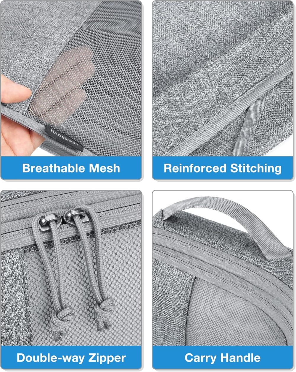 BAGSMART Compression Packing Cubes for Travel, 6 Set Travel Packing Cubes for Carry on Suitcases, Compression Travel Cubes & Suitcase Organizer for Packing with Shoe Bag Grey - Image 5