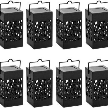Twinkle Star 8 Pack Outdoor Solar Lanterns Hanging Solar Lights with Handle, Christmas Garden Tree Yard Patio Holiday Decorations