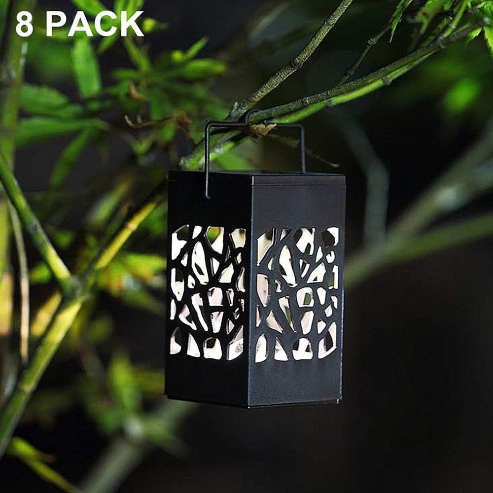 Twinkle Star 8 Pack Outdoor Solar Lanterns Hanging Solar Lights with Handle, Christmas Garden Tree Yard Patio Holiday Decorations - Image 2